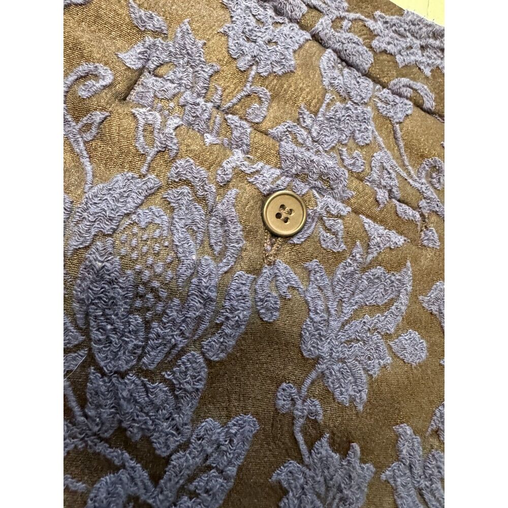 Soft Surroundings Blue Black Floral Jacquard Ankle Pants Petite 12P - Picture 5 of 10
